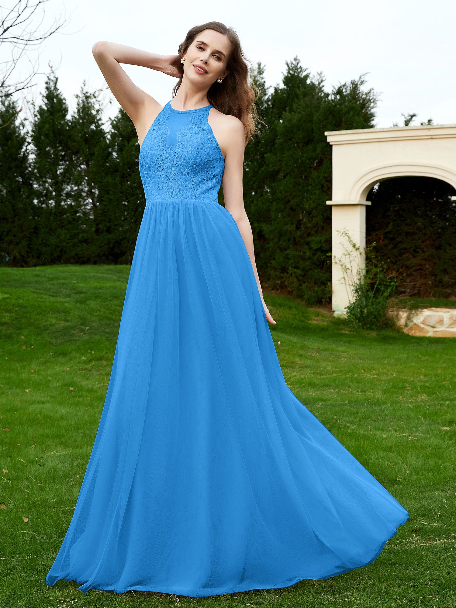 Lace and Tulle with Beaded Dresses Ocean Blue Plus Size