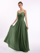Spaghetti Strap Sweetheart Neck Chiffon Dress Olive Green