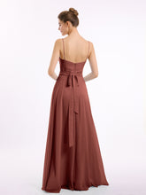 Spaghetti Strap Sweetheart Neck Chiffon Dress Terracotta
