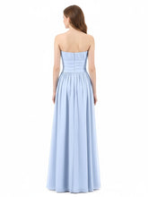 Long Strapless Chiffon Bridesmaid Dress-Sky Blue
