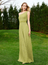 One Shoulder Floor Length Lace Bridesmaid Gown Clover