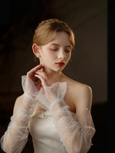 Pearl Sheer Tulle Fingerless Long Sleeves