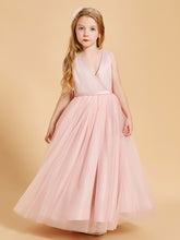 Tulle Junior Bridesmaid Dresses Satin Top Glamourous Bowknot Dusty Rose