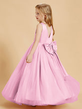 Tulle Junior Bridesmaid Dresses Satin Top Glamourous Bowknot Candy Pink