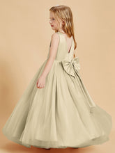 Tulle Junior Bridesmaid Dresses Satin Top Glamourous Bowknot Champagne