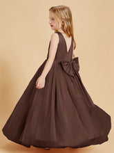 Tulle Junior Bridesmaid Dresses Satin Top Glamourous Bowknot Chocolate