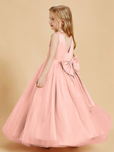 Tulle Junior Bridesmaid Dresses Satin Top Glamourous Bowknot Coral
