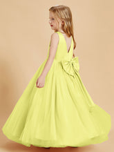 Tulle Junior Bridesmaid Dresses Satin Top Glamourous Bowknot Daffodil