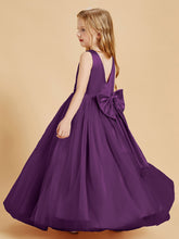 Tulle Junior Bridesmaid Dresses Satin Top Glamourous Bowknot Grape
