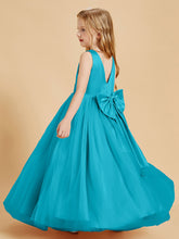 Tulle Junior Bridesmaid Dresses Satin Top Glamourous Bowknot Jade