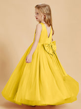Tulle Junior Bridesmaid Dresses Satin Top Glamourous Bowknot Marigold