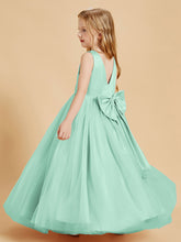 Tulle Junior Bridesmaid Dresses Satin Top Glamourous Bowknot Mint Green