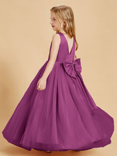 Tulle Junior Bridesmaid Dresses Satin Top Glamourous Bowknot Orchid
