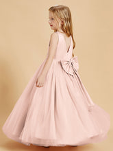 Tulle Junior Bridesmaid Dresses Satin Top Glamourous Bowknot Pearl Pink