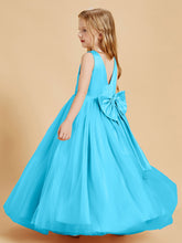 Tulle Junior Bridesmaid Dresses Satin Top Glamourous Bowknot Pool