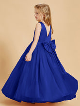 Tulle Junior Bridesmaid Dresses Satin Top Glamourous Bowknot Royal Blue