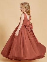 Tulle Junior Bridesmaid Dresses Satin Top Glamourous Bowknot Rust
