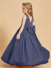 Tulle Junior Bridesmaid Dresses Satin Top Glamourous Bowknot Stormy