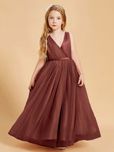 Tulle Junior Bridesmaid Dresses Satin Top Glamourous Bowknot Terracotta