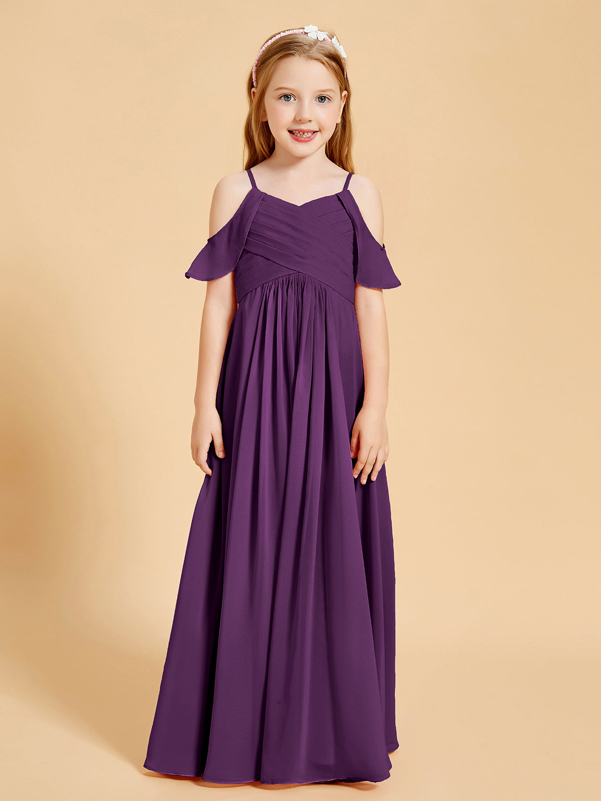 Babaroni UK Off-the-shoulder Bridesmaid Gown for Juniors, Grape / J4