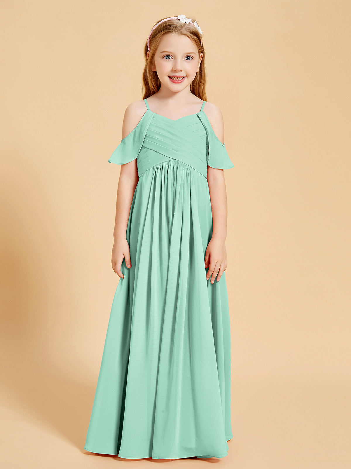 BABARONI Off the Shoulder Bridesmaid Dresses for Juniors Mint Green, Mint Green / J4