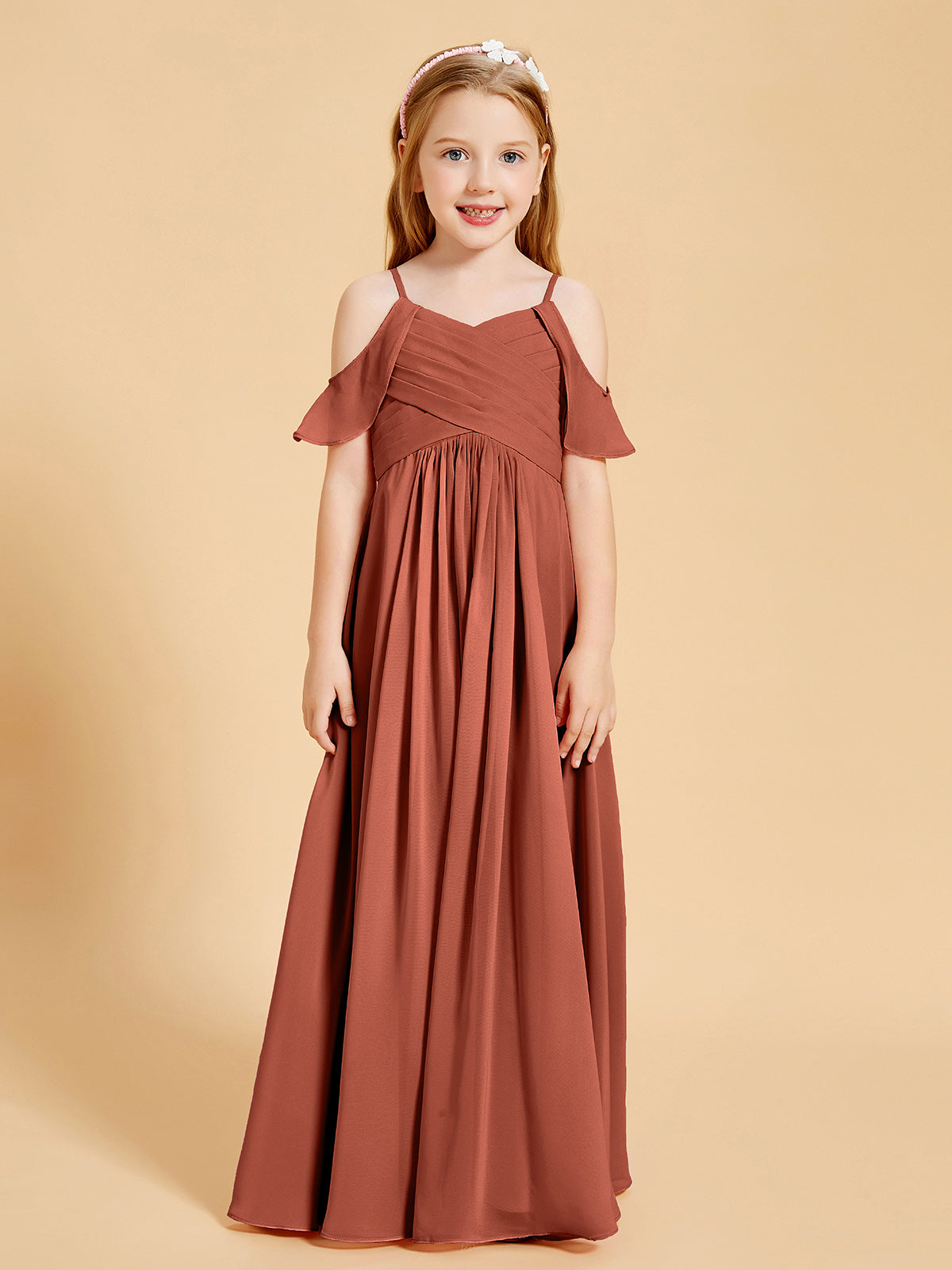 BABARONI Off the Shoulder Bridesmaid Dresses for Juniors Rust, Rust / J4