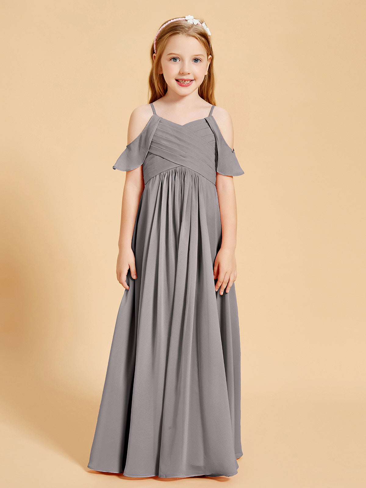 BABARONI Off the Shoulder Bridesmaid Dresses for Juniors Silver, Silver / J4