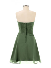 Strapless Short Summer Bridesmaid Dresses-Olive Green