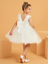 Scoop Neckline Flower Girl Dress with Satin Bow