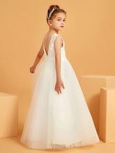 A-line Lace Appliqued Floor-length Flower Girl Dress