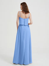 Spaghetti Straps Simple Bridesmaid Dresses-Blue