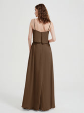 Spaghetti Straps Simple Bridesmaid Dresses-Brown