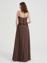 Spaghetti Straps Simple Bridesmaid Dresses-Chocolate