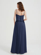 Spaghetti Straps Simple Bridesmaid Dresses-Dark Navy