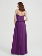 Spaghetti Straps Simple Bridesmaid Dresses-Grape