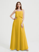 Spaghetti Straps Simple Bridesmaid Dresses-Marigold