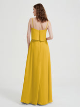 Spaghetti Straps Simple Bridesmaid Dresses-Marigold