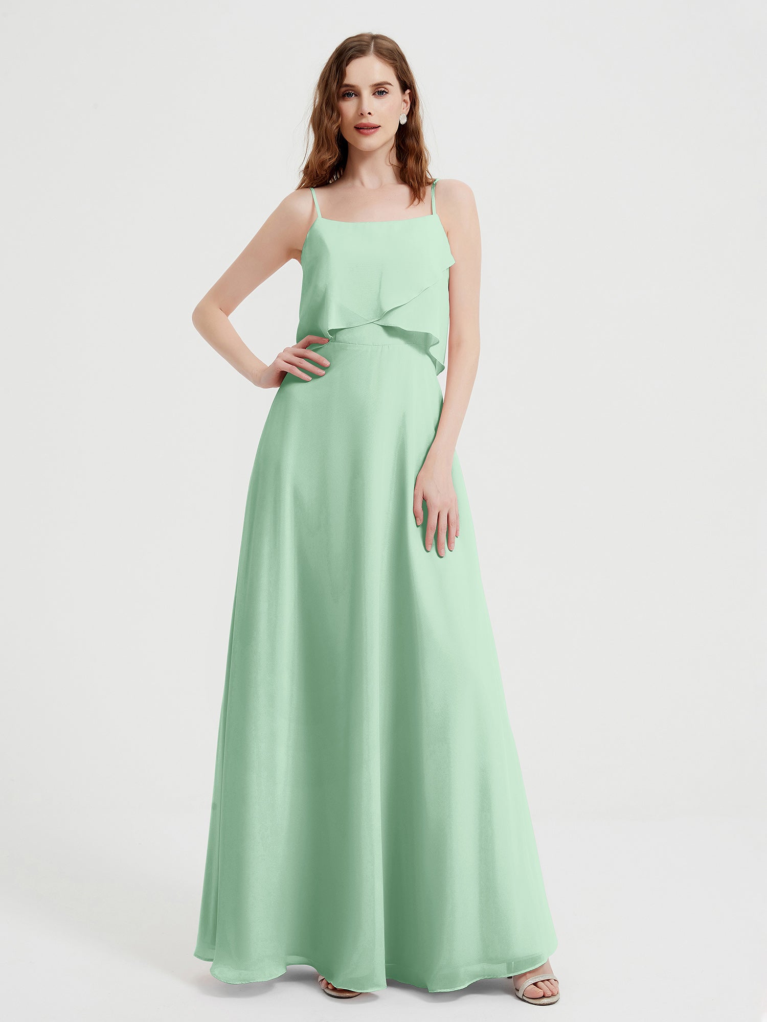 A Line Spaghetti Straps Dark Green Plus Size Bridesmaid Dress with Backless main image 0