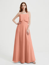 Spaghetti Straps Simple Bridesmaid Dresses-Papaya