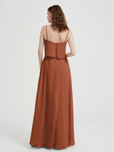 Spaghetti Straps Simple Bridesmaid Dresses-Rust