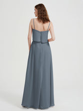 Spaghetti Straps Simple Bridesmaid Dresses-Slate Blue