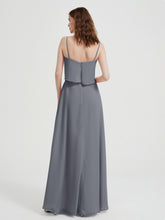 Spaghetti Straps Simple Bridesmaid Dresses-Steel Grey