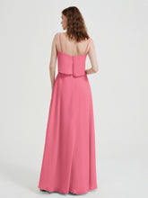 Spaghetti Straps Simple Bridesmaid Dresses-Watermelon