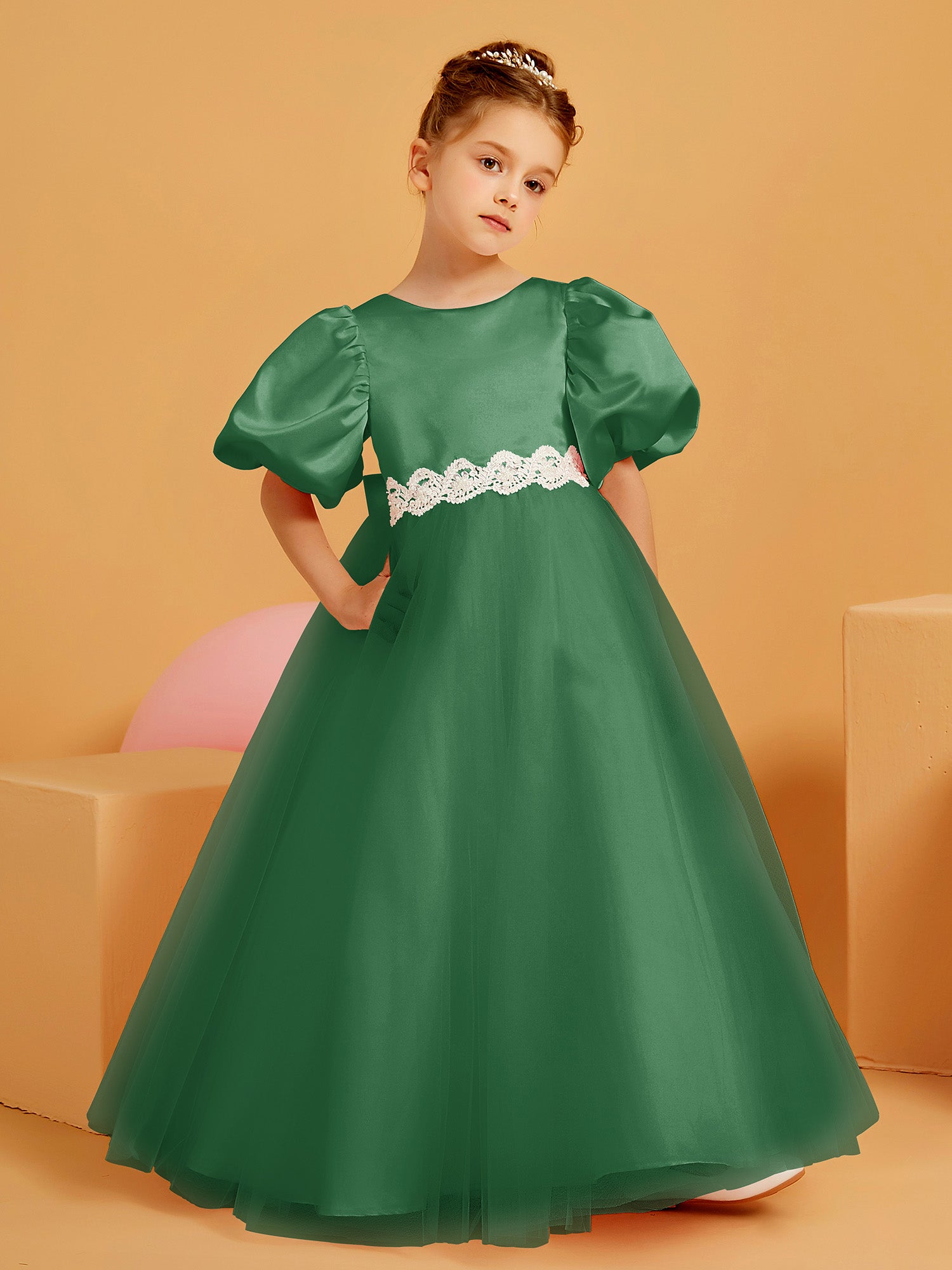 tulle midi bridesmaid dress Wedtrend Women Prom Dress Pink A-line Square Neck Tulle Midi Bridesmaid  Dress with Hearts – WEDTREND main image 0
