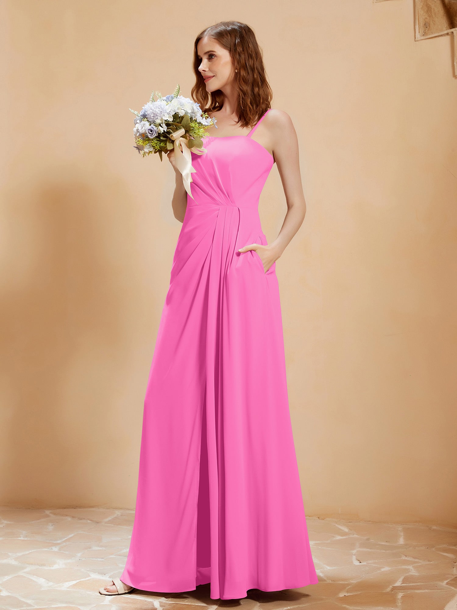 Halter Chiffon Short Dresses With Pocket Azalea