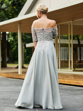 Flower Lace Sequin Appliqued Dress Silver