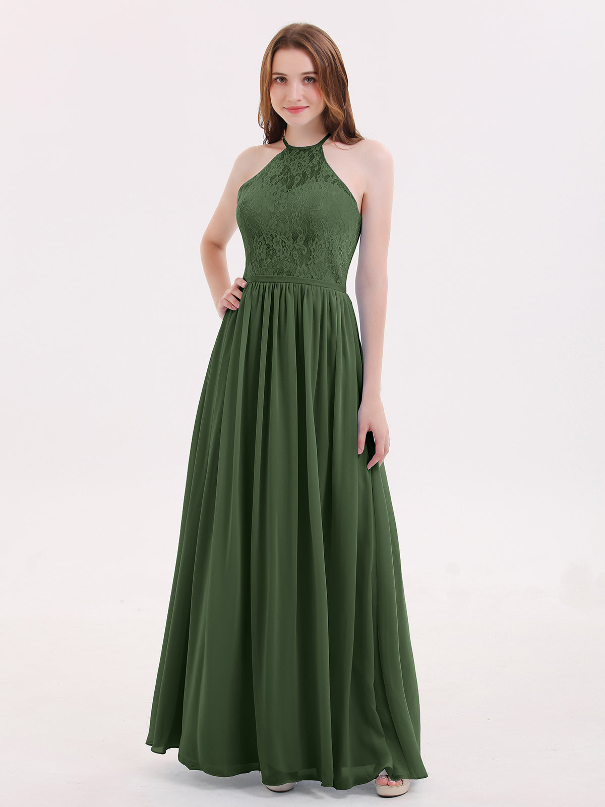One Shoulder Sleeveless Lace Dress With Sash Olive Green Plus Size