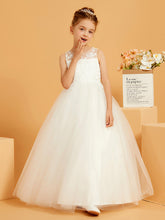 Illusion Lace Appliqued Ball-Gown Lace Flower Girl Dress