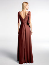 Bowed Flat Strap Chiffon Maxi with Front Slit-Terracotta
