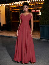 Spaghetti Strap Chiffon Bridesmaid Gowns-Burgundy